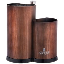 ПОДСТАВКА ДЛЯ НОЖЕЙ AGNESS УНИВЕРСАЛЬНАЯ C ДЕРЖАТЕЛЕМ ДЛЯ ПОЛОТЕНЕЦ, ВЫСОТА: 25*22*16СМ