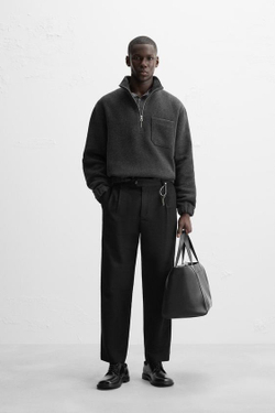 ZARA ТОЛСТОВКА ИЗ ПОЛАРФЛИСА С ВОРОТНИКОМ НА МОЛНИИ, АНТРАЦИТОВО-СЕРЫЙ