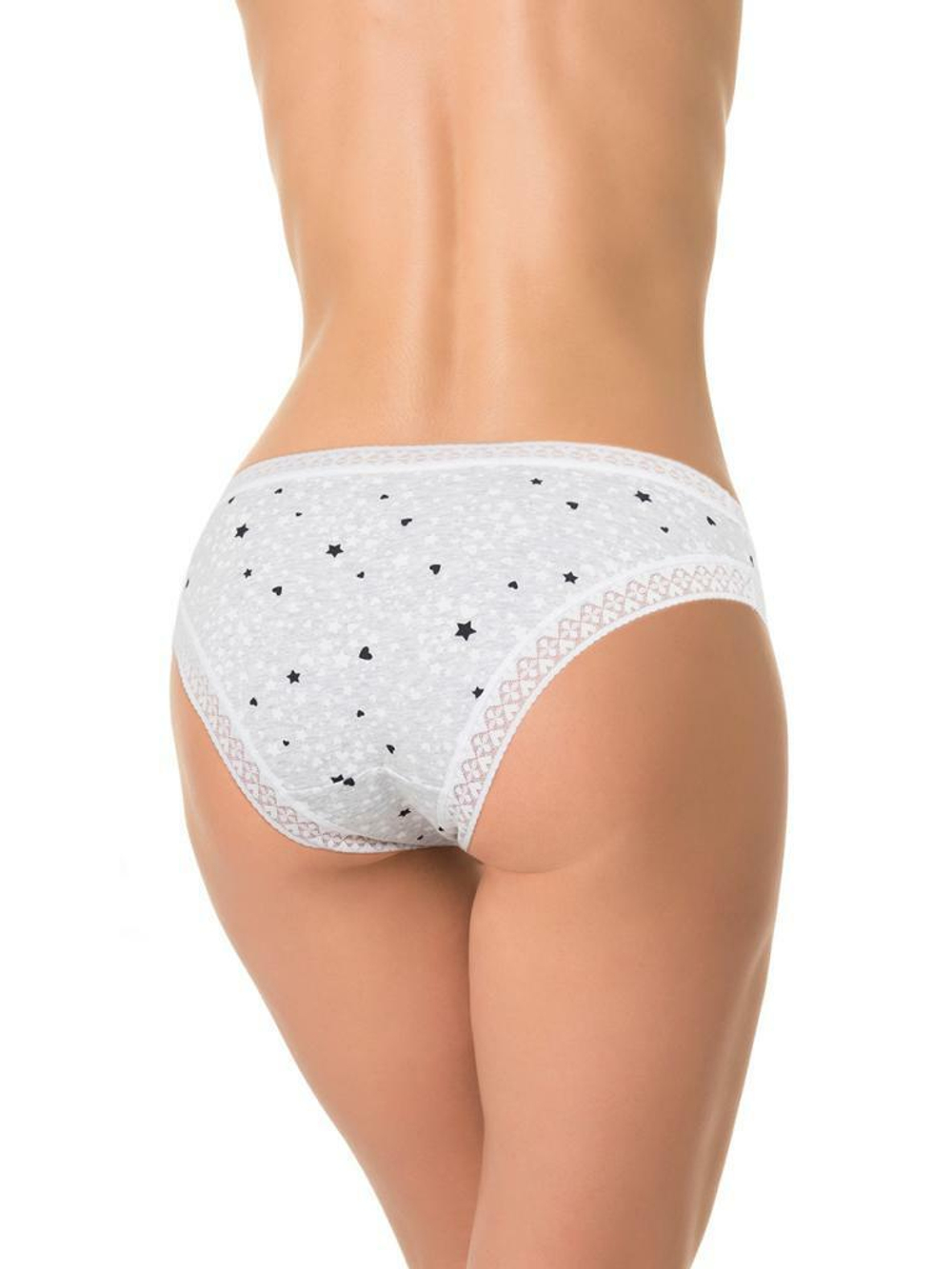 Трусики-слипы с сердечками и звездочками (Размер: M) (Цвет: серый)