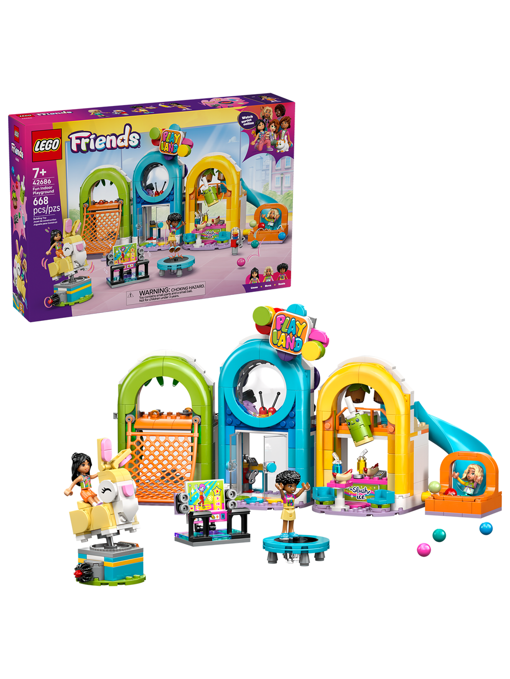 Конструктор Лего Френдс Весёлая детская площадка 42686 | LEGO Friends Fun Indoor Playground большой набор 668 деталей 7+