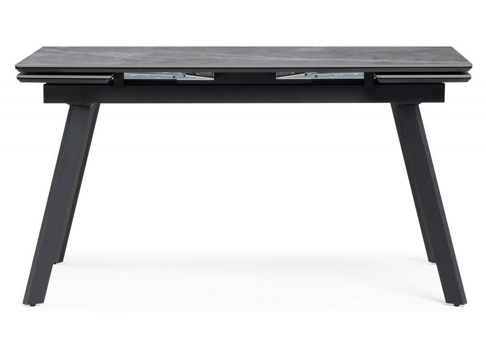 Керамический стол Woodville Норман 140(200)х80 серый мрамор larka grey, черный, ножки черные