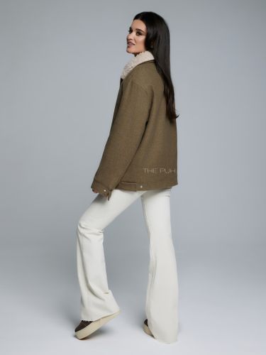 Куртка с меховым воротником в цвете хаки