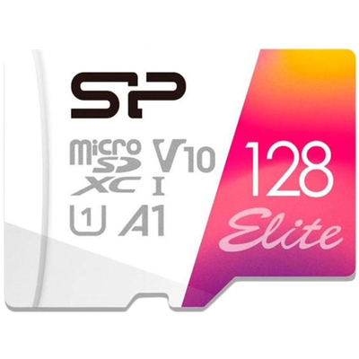 SILICON POWER Elite Colorful  128GB microSD,  V10, U1, A1  Read speeds up to 100 MB/s  with adapter