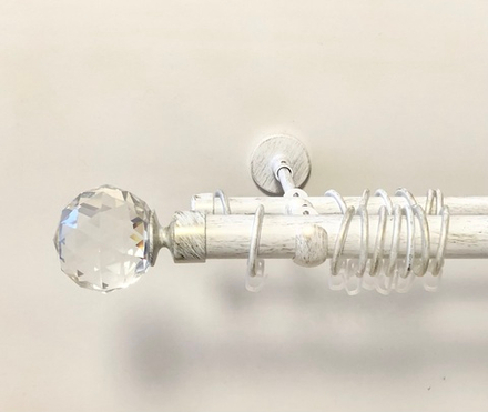 Карниз кованый для штор "Кристалл шар" d 25/16 двухрядный, цвет белое золото