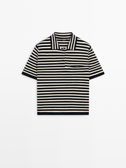 Massimo Dutti Трикотажное поло с карманом, темно-синий