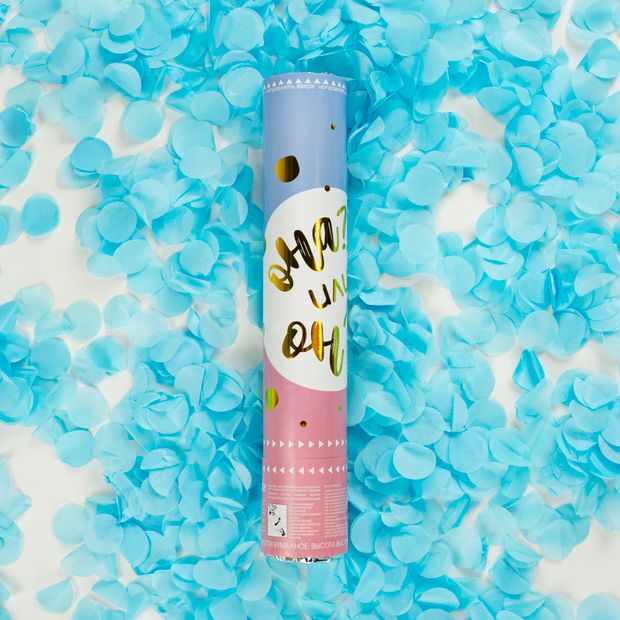 Пневмохлопушка (12/30 см), Гендер Пати, Круги тишью, Голубой