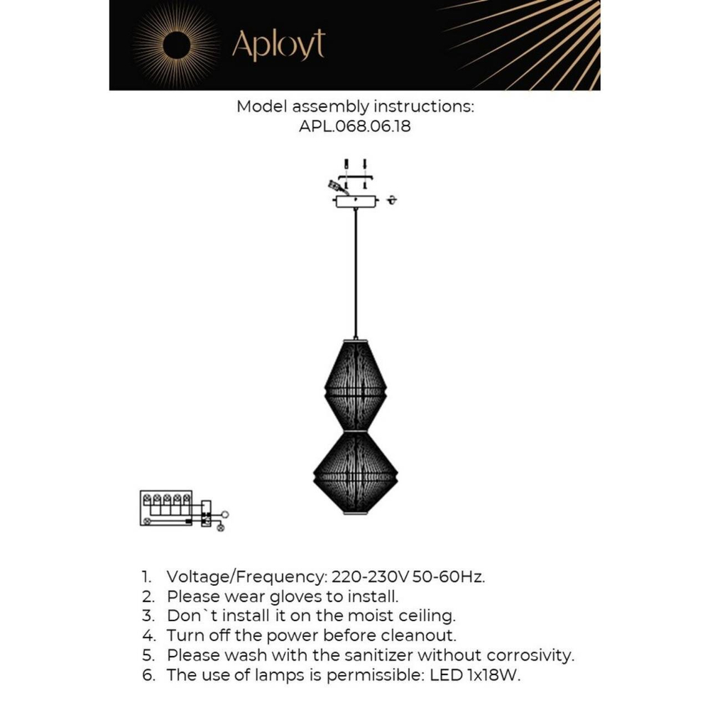 Подвесной светодиодный светильник Aployt Dzhakket APL.068.06.18