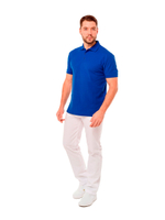 Поло медицинское мужское Доктор стиль, Пол002.05, с рубашечным воротником, василек, 50