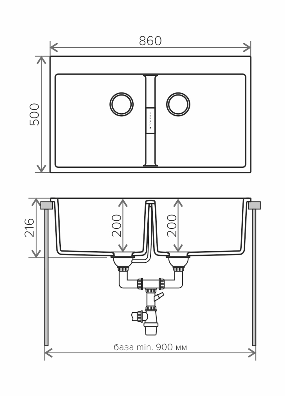 Мойка TOLERO LOFT TL-862 черный №911