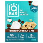 IQBAR, батончики растительного протеина, обжаренная кокосовая крошка, 12 батончиков по 45 г (1,6 унции)