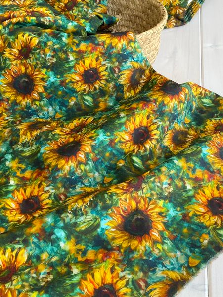 ПОДСОЛНУХИ НА ЗЕЛЕНОМ, 100% хлопок Handmade Fabrics 6