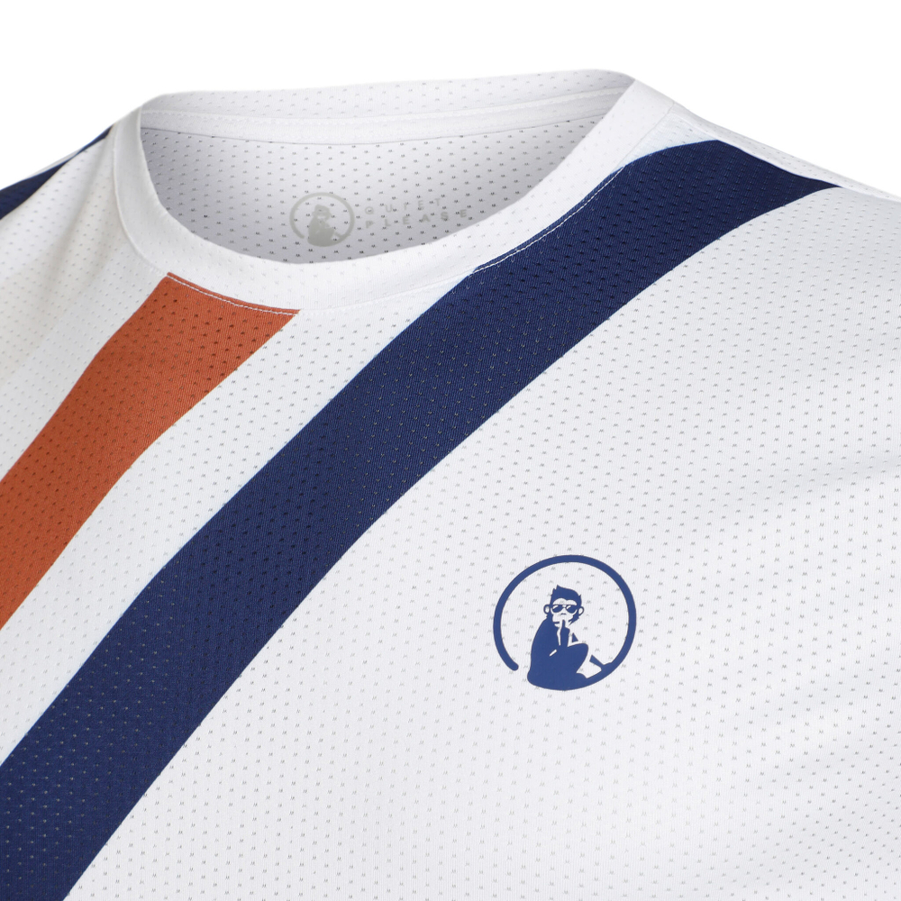 Мужское теннисное поло Quiet Please Retro Stripe Receiver T-Shirt Men - White