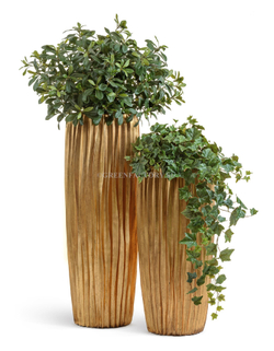 Кашпо TREEZ Effectory - Metal - Высокий конус Design Wave - Сусальное золото