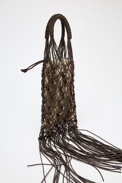 ZARA СУМКА-МЕШОК С БИСЕРОМ, КОРИЧНЕВЫЙ