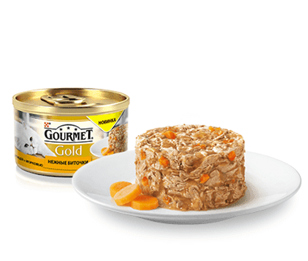 GOURMET Gold 85г. Нежные биточки с Курицей и морковью