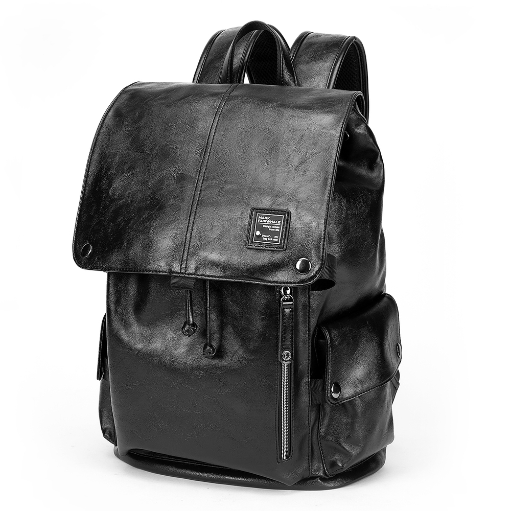 FAIRWHALE PU Backpack Laptop Bag Large Unisex Black