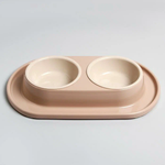 Миска для животных 0.3л двойная, на подставке, бежевый ALTA
