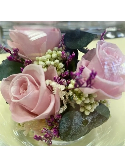 натуральные кустовые розы в стекле, вакуум*