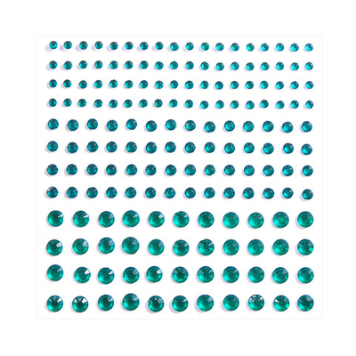Стразы (бусины) самоклеющиеся наклейки изумрудные для лица, тела, творчества 5,3,2 мм 1,6см 172 шт