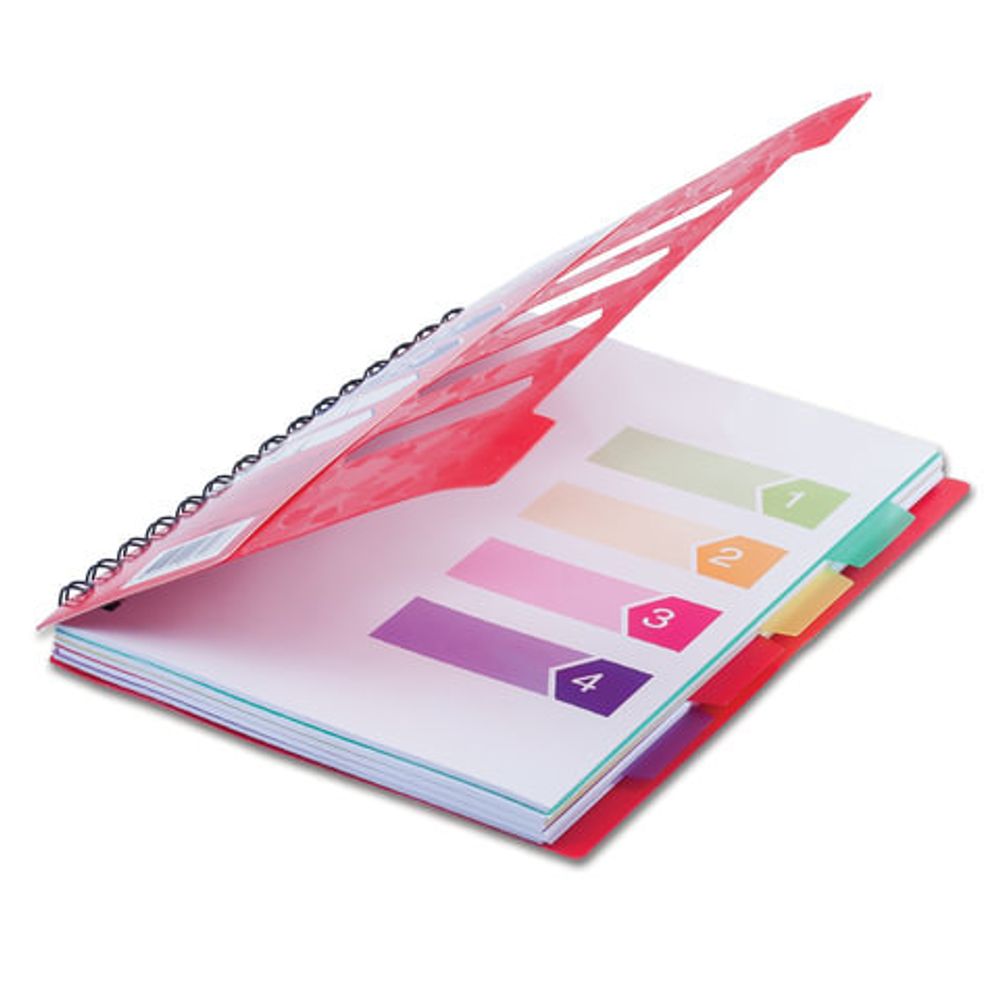 Тетрадь-блокнот 120 л., A5, 170x215 мм, BRAUBERG, линия, гребень, обложка пластиковая, 4 разделителя, "Rich", 401791, 4шт