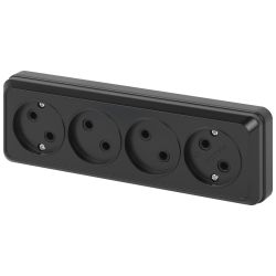 Розетка Intro Quadro 2-207-05 четверная без заземления 4х2P 16А-250В IP20 ОУ антрацит | Intro