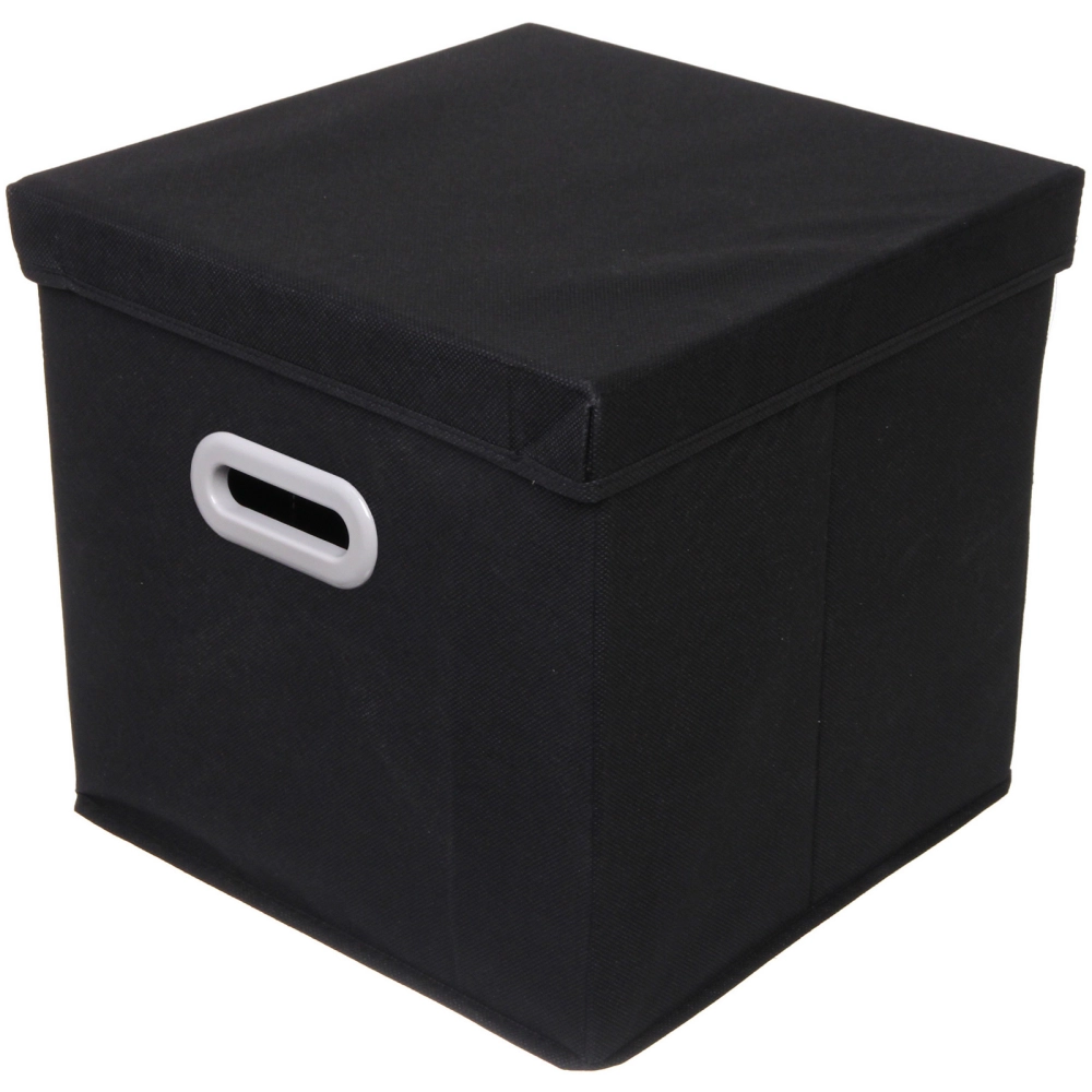 Короб - органайзер складной стеллажный для хранения вещей с крышкой «ДОМания», цвет черный, 33*33*33см (лейбл)