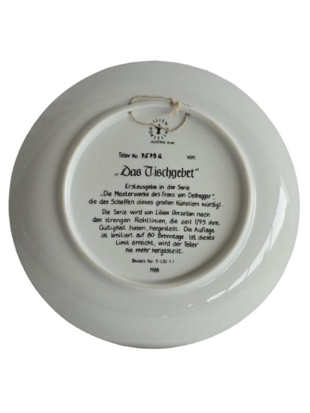 Тарелка декоративная "Застольная молитва" Австрия