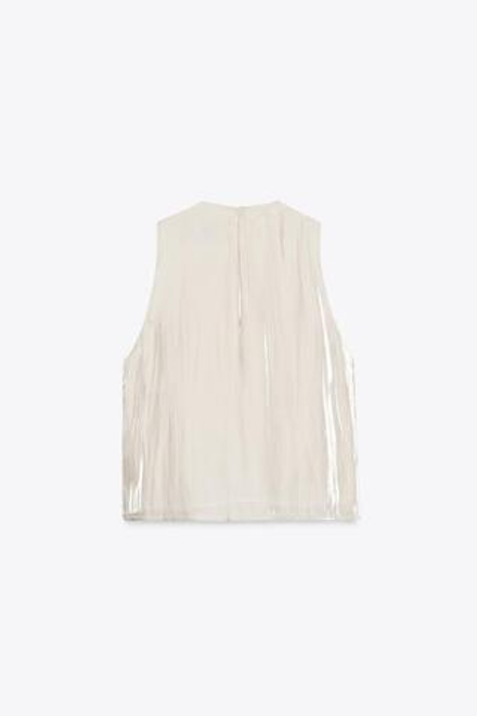 ZARA ТОП С БЛЕСТЯЩИМИ РЮШАМИ, ЖЕМЧУЖНЫЙ/БЕЖЕВЫЙ