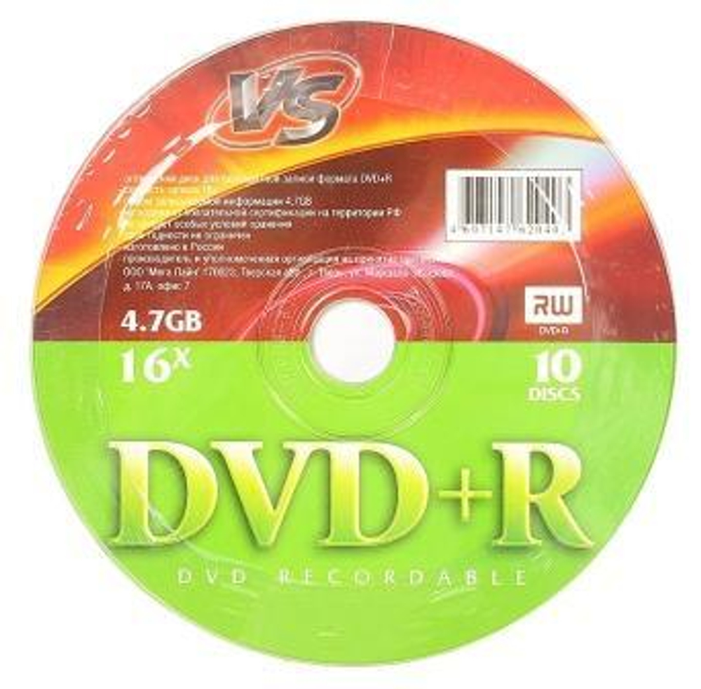 Диск VS DVD+R 4,7 GB 16x Shrink/10