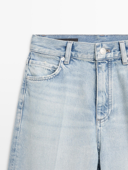 Massimo Dutti Джинсы-палаццо с высокой талией, светло-голубой