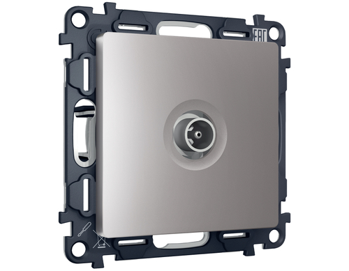 MA513030 Комплект механизма TV розетки проходной ALFA Сталь матовый 5-1000 MHz 4dB QUANT (AP5130, VM211)