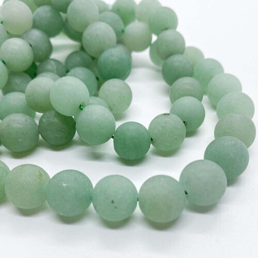 Авантюрин матовый бусины, диаметр 10,4-10,6 мм, цена за 18-19 шт (1/2 нити)