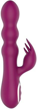 Сливовый вибратор-кролик AN Stamen с массажем бусинами - 22 см. (Цвет: красный)