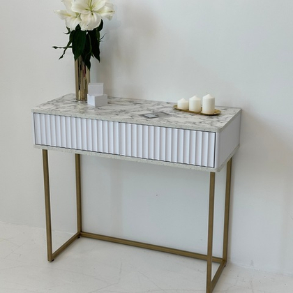 Туалетный столик консоль ROYAL 5011 эко (Мрамор Каррара-Золото)