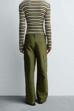ZARA БРЮКИ КАРГО RELAXED FIT, ХАКИ