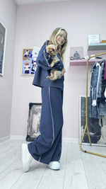 Брюки с лампасами и кружевом