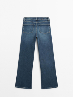 Massimo Dutti Расклешенные джинсы скинни с высокой посадкой, средне-синий