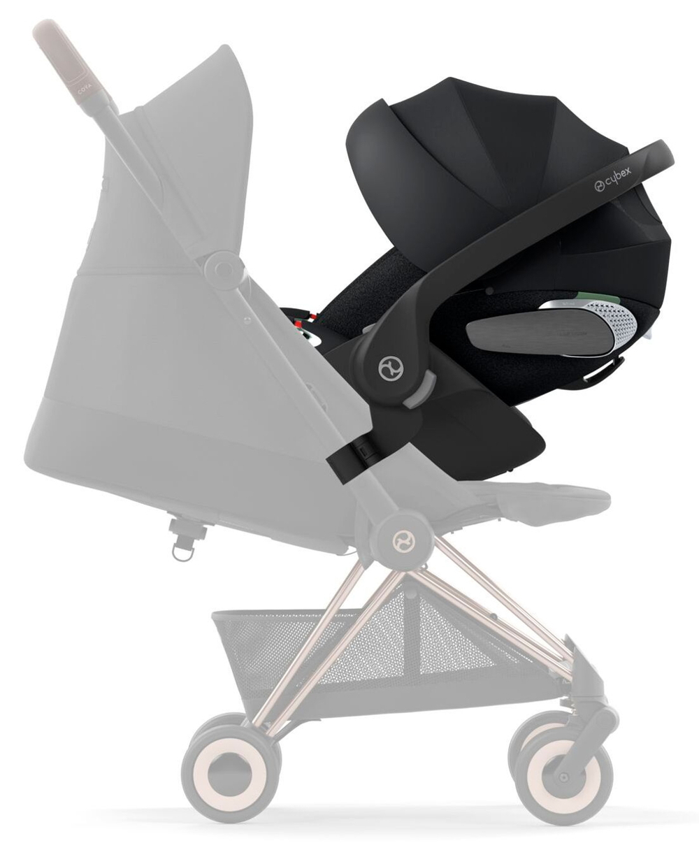 Коляска Cybex Coya Rosegold Frame Cloud T i-Size Sepia Black Plus Sepia Black с дождевиком и бампером