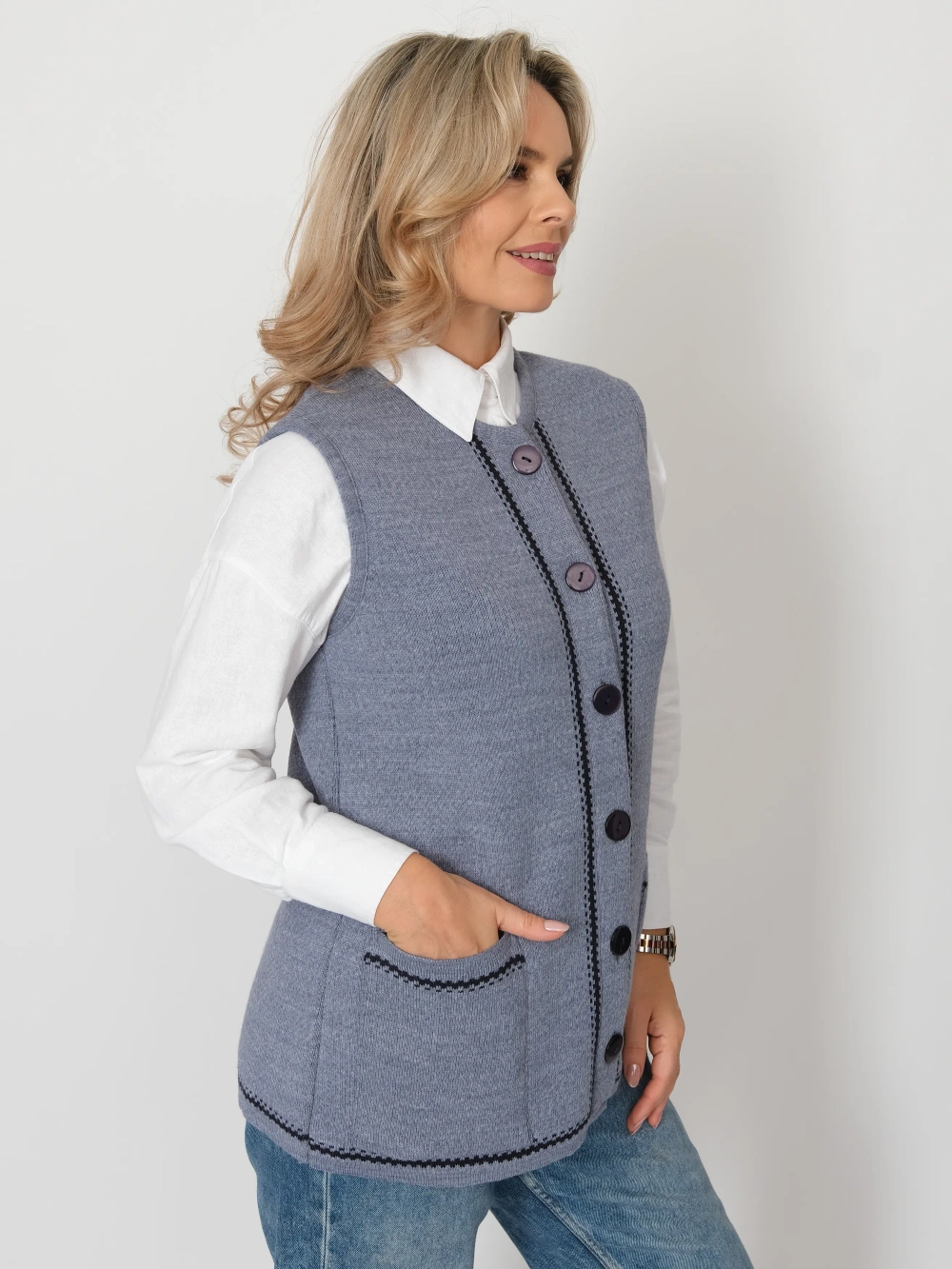 Жилет С 7772/индиго