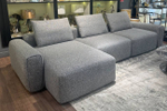Диван Garda Decor трехместный Турин (Turin)(3 секции) с канапе и мех черно, серый Santo1606 355*163,5**68 см