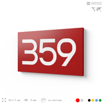 Номер на дверь 359, табличка на дверь для офиса, квартиры, кабинета, аудитории, склада, красная 120х70 мм, Айдентика Технолоджи