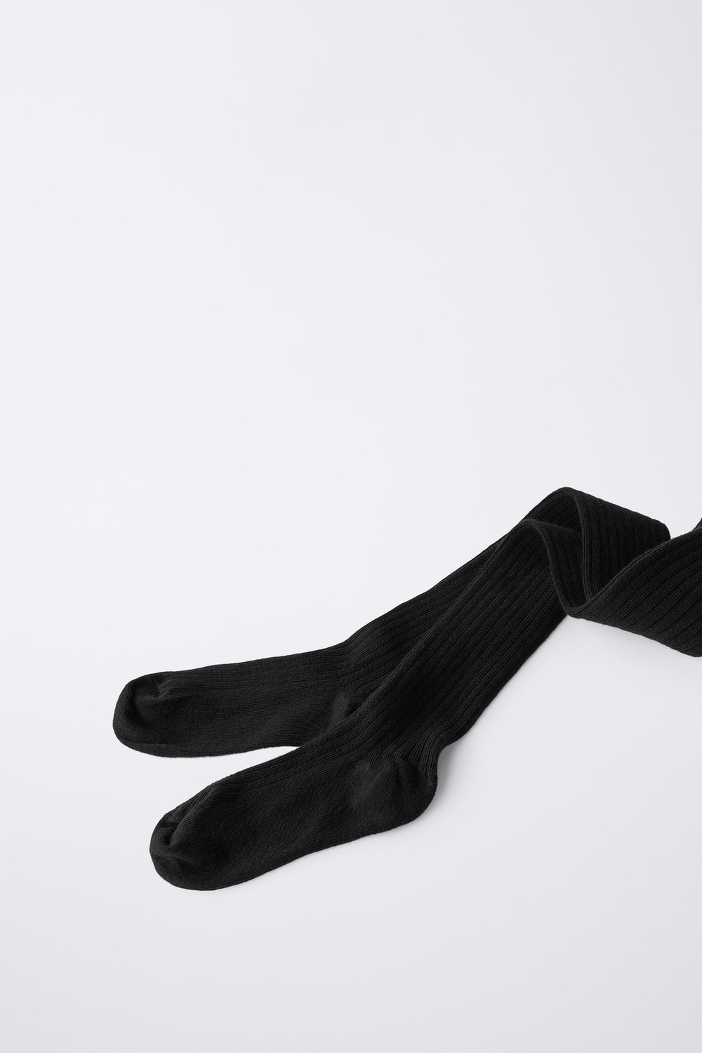 ZARA ОДНОТОННЫЕ КОЛГОТКИ В РУБЧИК, ЧЕРНЫЙ