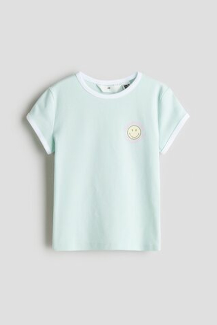 H&M Футболка с принтом, мятно-зеленый