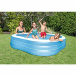 Бассейн надувной Intex 57495 Swim Center 262х175х56 см / Прямоугольный трехсекционный бассейн Интекс прозрачный для дачи и отдыха