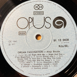 Винтажная виниловая пластинка LP Alojz Bouda Organ Fascination (Чехословакия 1978)