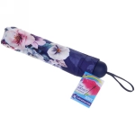 Зонт механический ветроустойчивый, матовая ручка «BESTzontik - Sofi»,цветы на темно сиреневом, длина 25см, d-110см