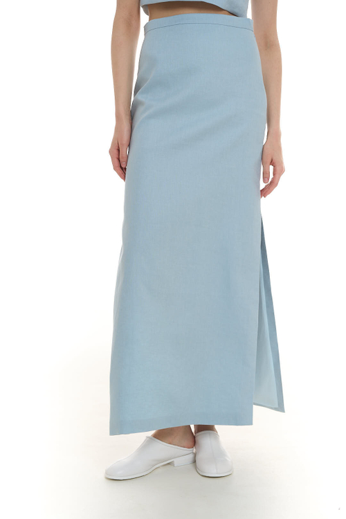 Платье макси изо льна, молоко