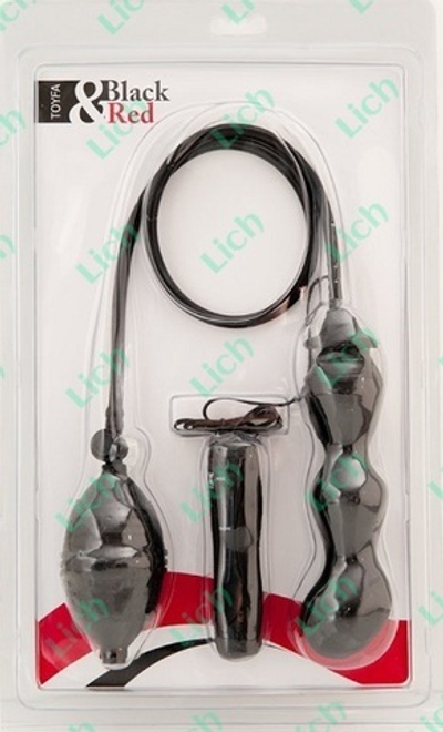 Черный анальный вибратор с грушей , 16 см.