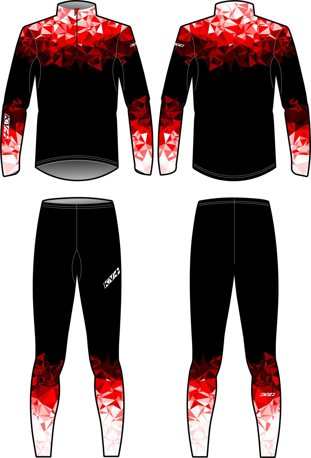 Гоночный комбинезон KV+ TORNADO, black\red\white, 23V118.3