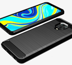 Мягкий защитный чехол для Xiaomi Redmi Note 9s и 9 Pro черного цвета, серия Carbon от Caseport